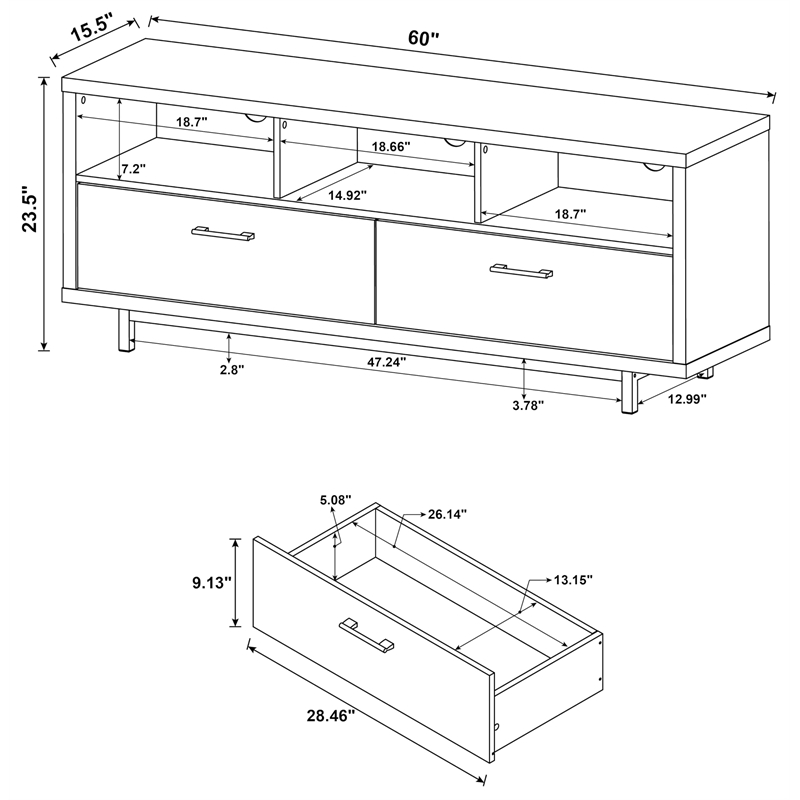 Pemberly Row 2-drawer Engineered Wood 60-inch TV Stand in Cappuccino