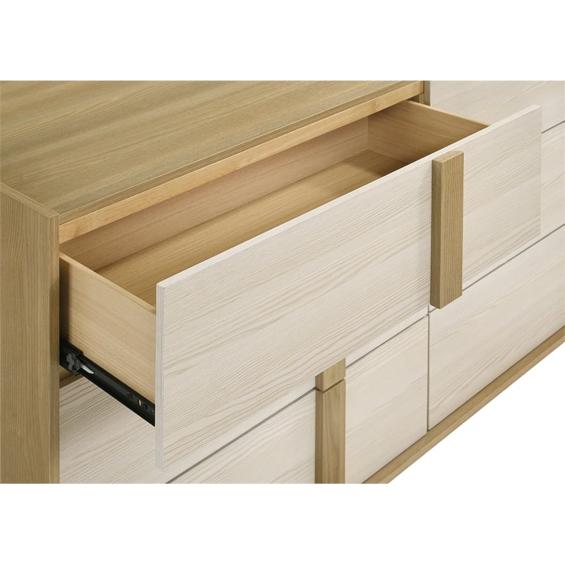 Pemberly Row 6-drawer Melamine Dresser with Metal Glides in Natural