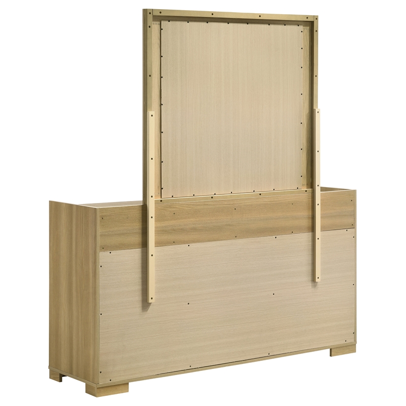 Pemberly Row 6-drawer Melamine Dresser and Mirror Set in Natural