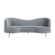 Pemberly Row Mid-Century Upholstered Channel Tufted Sofa in Grey