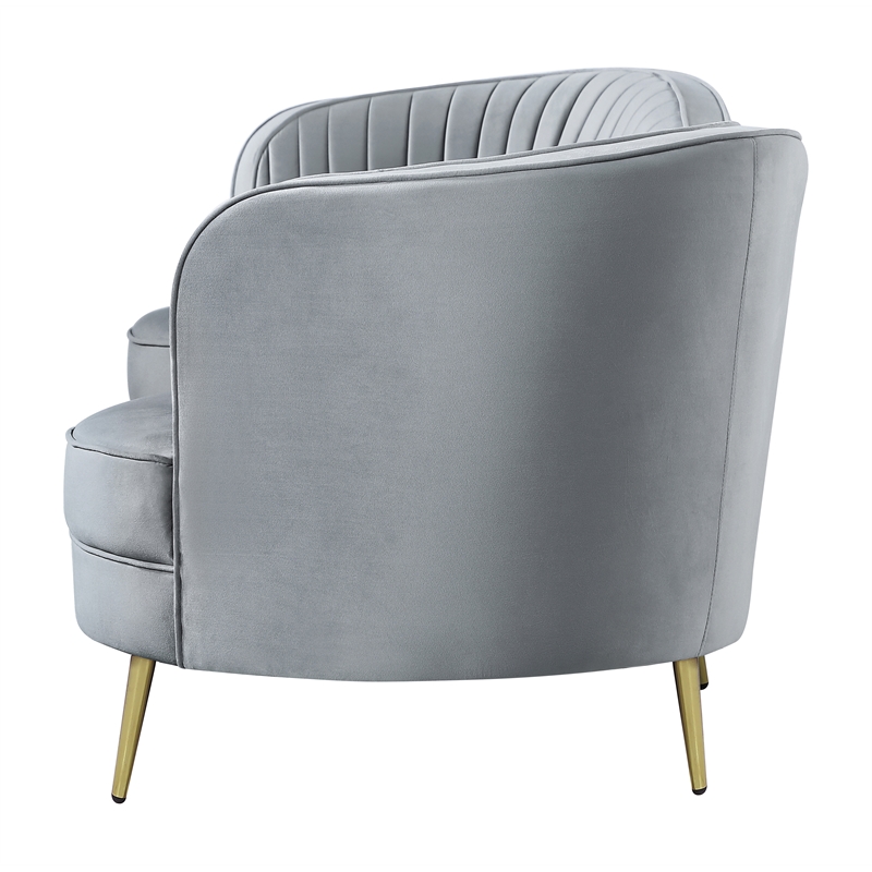 Pemberly Row Mid-Century Upholstered Channel Tufted Sofa in Grey