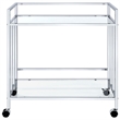 Pemberly Row 2-tier Rectangular Glass Shelf Metal Bar Cart in Chrome