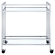 Pemberly Row 2-tier Rectangular Glass Shelf Metal Bar Cart in Chrome