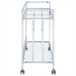 Pemberly Row 2-tier Rectangular Glass Shelf Metal Bar Cart in Chrome