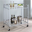 Pemberly Row 2-tier Rectangular Glass Shelf Metal Bar Cart in Chrome