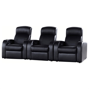 Pemberly Row 3-piece Leather Home Theater Seating Set with 3 Recliners