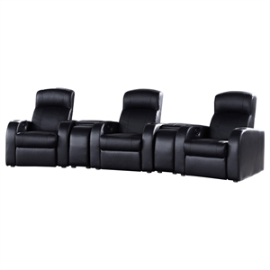 Pemberly Row 5-piece Leather Home Theater Seating Set with 2 Consoles