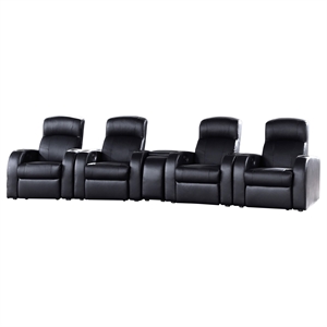 Pemberly Row 5-piece Leather Home Theater Seating Set with 1 Console