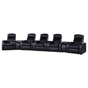 Pemberly Row 7-piece Leather Home Theater Seating Set with 2 Consoles