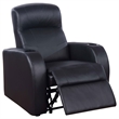 Pemberly Row Upholstered Top Grain Leather Track Arm Recliner in Black