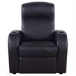 Pemberly Row Upholstered Top Grain Leather Track Arm Recliner in Black