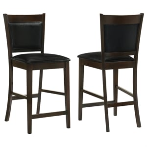 Pemberly Row Upholstered Wood Counter Height Chair Set of 2 in Espresso