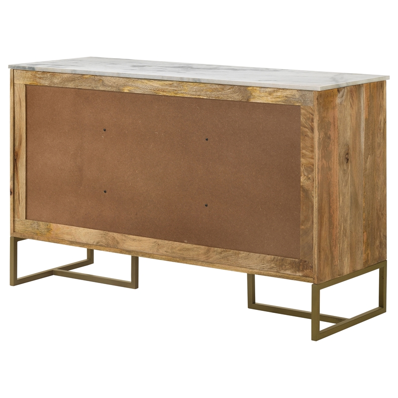 Pemberly Row 3-door Contemporary Wood Accent Cabinet in Natural/Gold