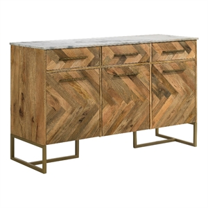 Pemberly Row 3-door Contemporary Wood Accent Cabinet in Natural/Gold