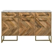 Pemberly Row 3-door Contemporary Wood Accent Cabinet in Natural/Gold