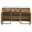 Pemberly Row 3-door Contemporary Wood Accent Cabinet in Natural/Gold