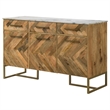 Pemberly Row 3-door Contemporary Wood Accent Cabinet in Natural/Gold