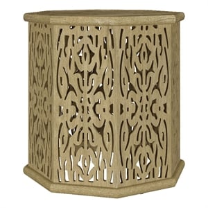 Pemberly Row Octagonal Solid Mango Wood Side Table in Natural Brown