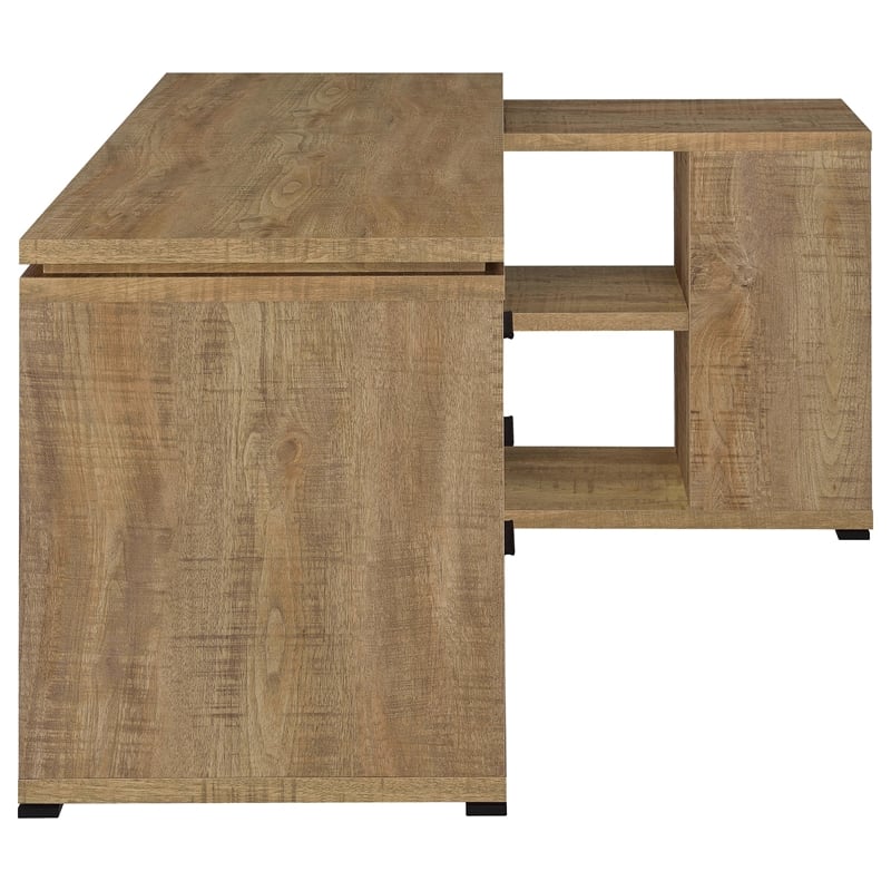 Pemberly Row 60-inch 3-drawer L-Shape Wood Computer Desk in Mango