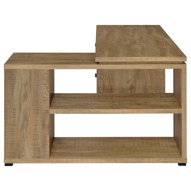 Pemberly Row 60-inch 3-drawer L-Shape Wood Computer Desk in Mango