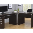 Pemberly Row Square Wood Top Corner Table in Cappuccino and Silver
