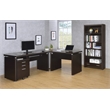 Pemberly Row Square Wood Top Corner Table in Cappuccino and Silver