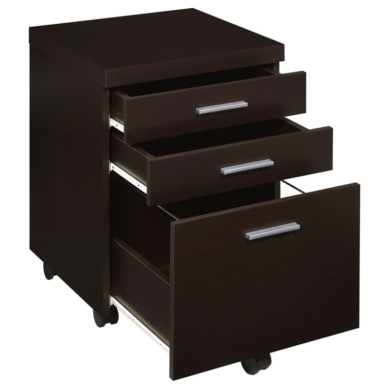 Pemberly Row 3-drawer Home Office Mobile File Cabinet in Cappuccino