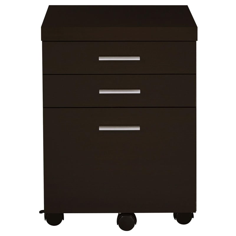 Pemberly Row 3-drawer Home Office Mobile File Cabinet in Cappuccino