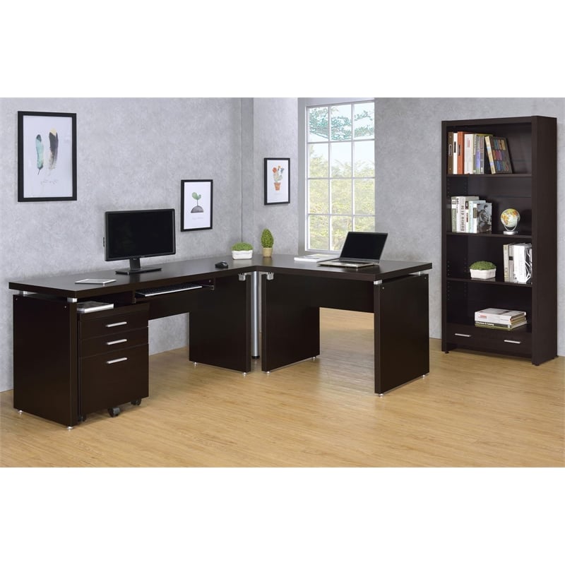 Pemberly Row 3-drawer Home Office Mobile File Cabinet in Cappuccino