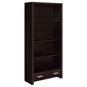 Pemberly Row 71-inch 5-shelf Bookcase with Drawer in Cappuccino