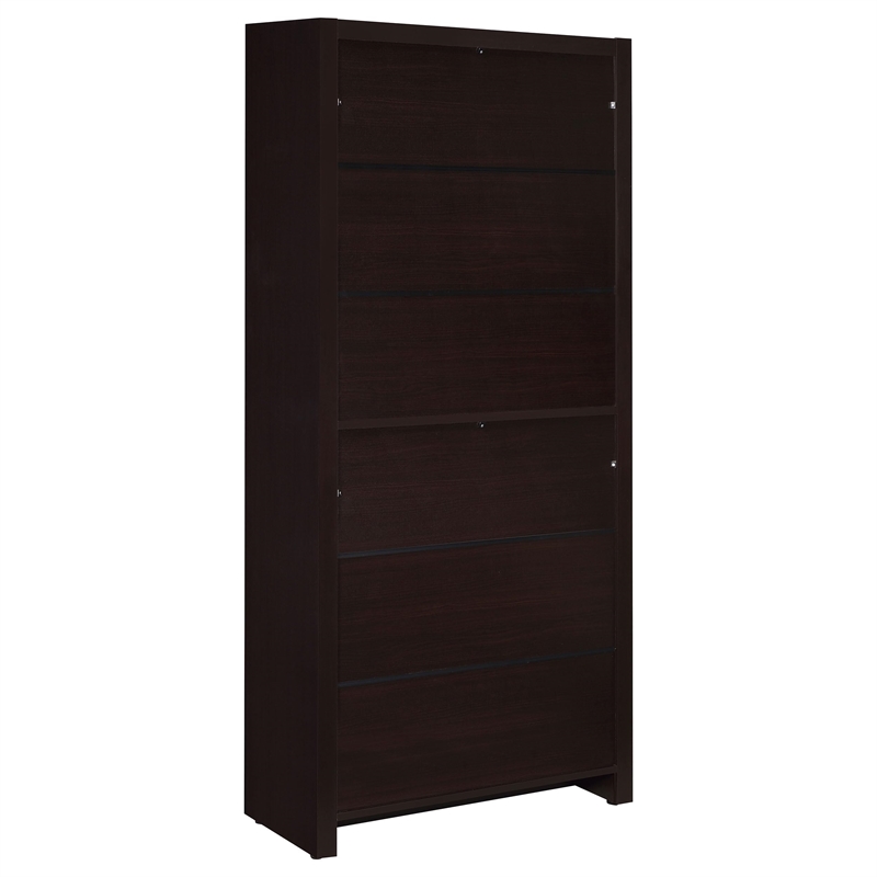 Pemberly Row 71-inch 5-shelf Bookcase with Drawer in Cappuccino