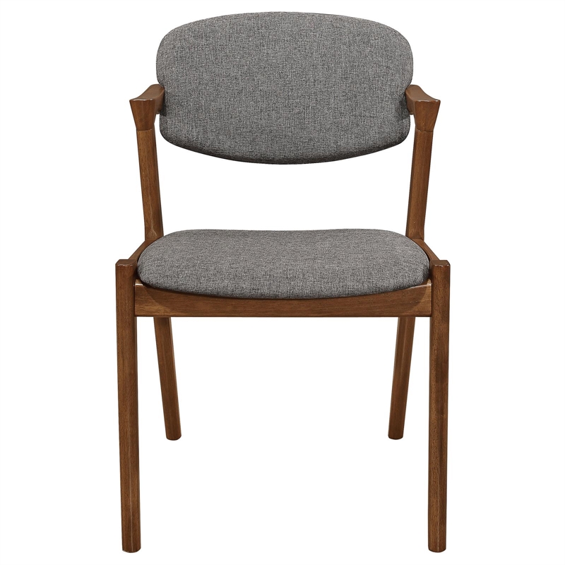 Pemberly Row Padded Wood Dining Arm Chair Set of 2 in Dark Walnut