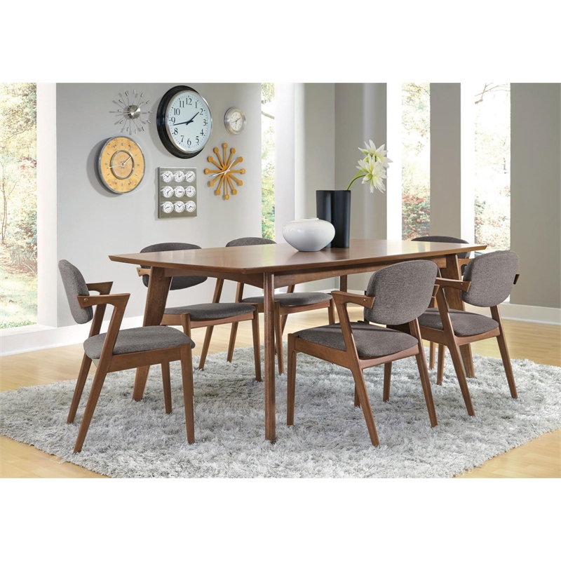 Pemberly Row Padded Wood Dining Arm Chair Set of 2 in Dark Walnut