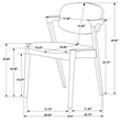 Pemberly Row Padded Wood Dining Arm Chair Set of 2 in Dark Walnut