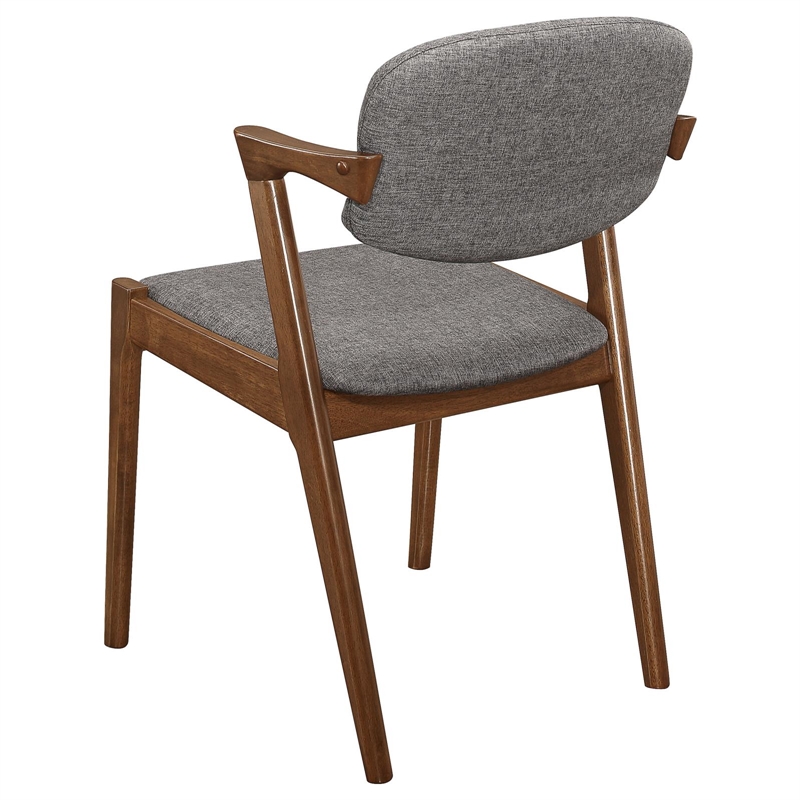 Pemberly Row Padded Wood Dining Arm Chair Set of 2 in Dark Walnut