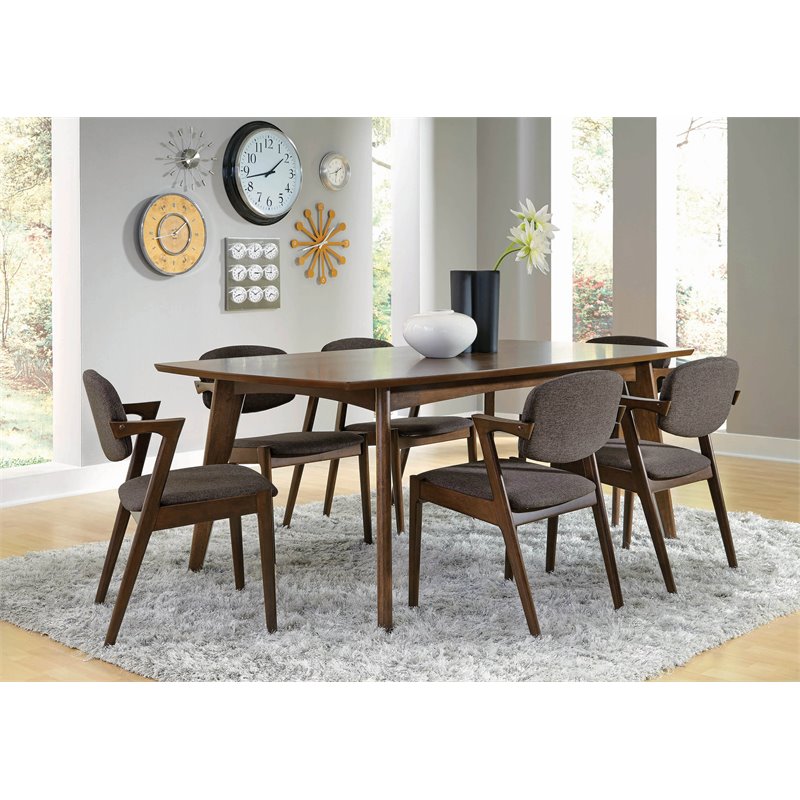 Pemberly Row 7-piece Rectangular Dining Table Set in Dark Walnut