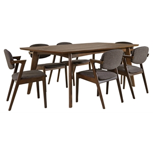 Pemberly Row 7-piece Rectangular Dining Table Set in Dark Walnut
