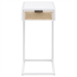 Pemberly Row 1-drawer Radio Weave Cane Metal Side Table in White