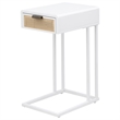 Pemberly Row 1-drawer Radio Weave Cane Metal Side Table in White