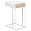 Pemberly Row 1-drawer Radio Weave Cane Metal Side Table in White