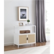Pemberly Row 2-door Radio Weave Cane Metal Accent Cabinet in White