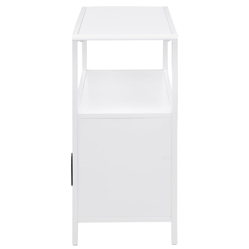 Pemberly Row 2-door Radio Weave Cane Metal Accent Cabinet in White