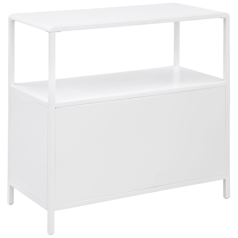 Pemberly Row 2-door Radio Weave Cane Metal Accent Cabinet in White