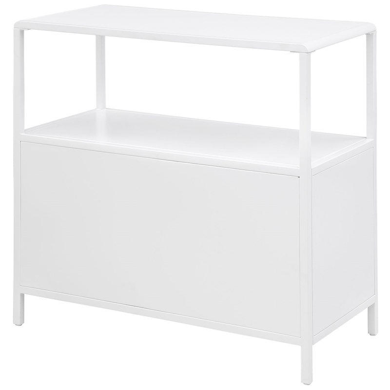 Pemberly Row 2-door Radio Weave Cane Metal Accent Cabinet in White