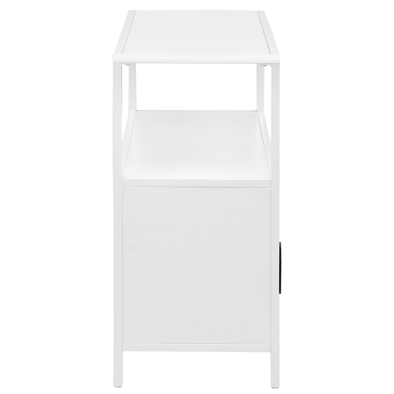 Pemberly Row 2-door Radio Weave Cane Metal Accent Cabinet in White