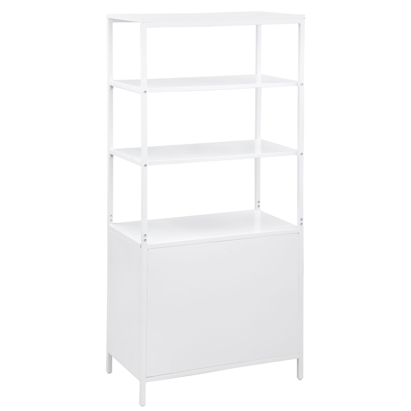 Pemberly Row 3-shelf Radio Weave Cane Metal Accent Cabinet in White