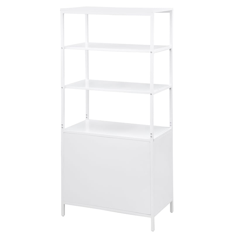 Pemberly Row 3-shelf Radio Weave Cane Metal Accent Cabinet in White