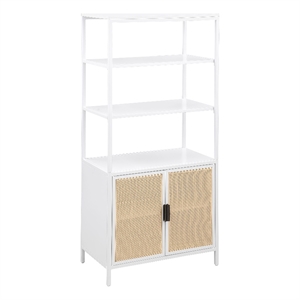 Pemberly Row 3-shelf Radio Weave Cane Metal Accent Cabinet in White