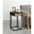 Pemberly Row 1-drawer Radio Weave Cane Metal Side Table in Black