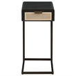 Pemberly Row 1-drawer Radio Weave Cane Metal Side Table in Black